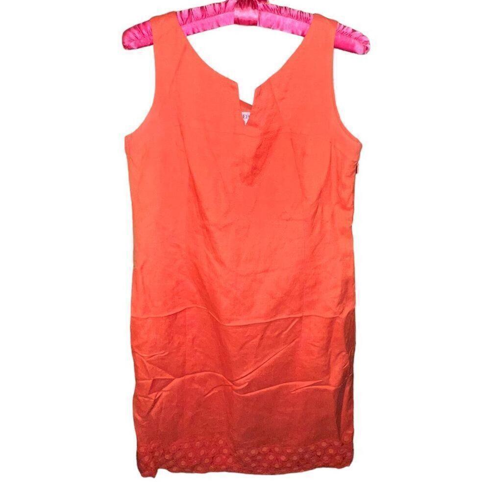 Merona linen blend fully lined coral tank dress women's size 8